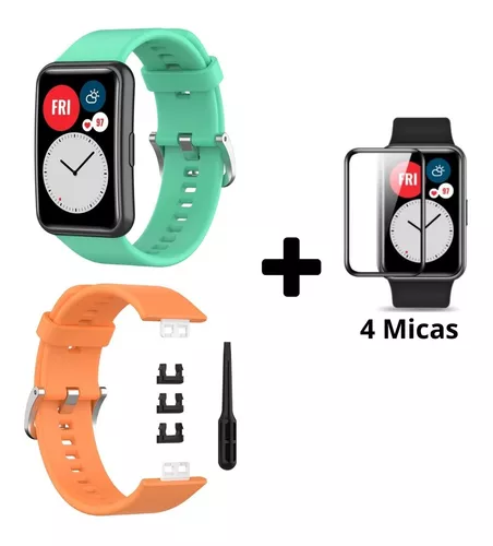 Pack 2 Correas Para Huawei Watch Fit Colores Lisos + Micas