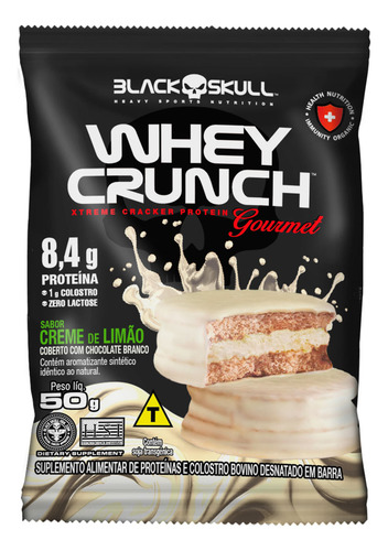 Alfajor Whey Crunch Gourmet 50g Black Skull Sabor Limão