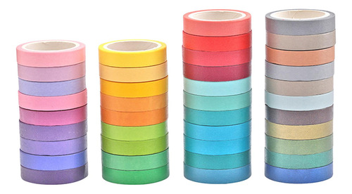 40 Piezas Arcoíris Cinta Adhesiva Adhesiva Decorativa Papel