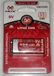 Imagem 2 de 3 de Bateria 9v 450 Mah Rtu Recarregável Mox Lítion Ion