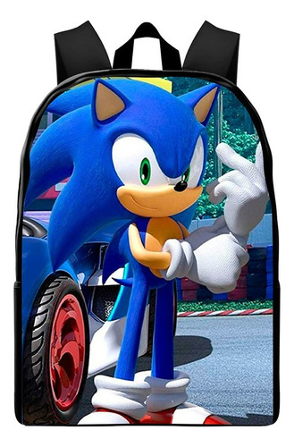 Mochila Sonic Pré Escola Infantil Volta As Aulas Juvenil Desenho Do Tecido Mp 101