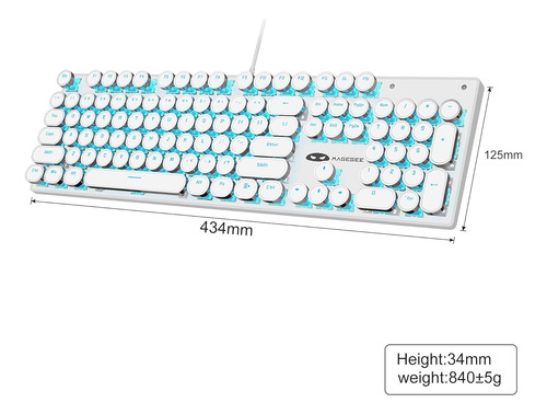 Teclado Mecanico Blanco 104 Teclas Retropunk Backlit Azul