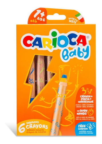 Lápices Carioca Baby + Sacapuntas Baby X6 (acuarela Crayon)