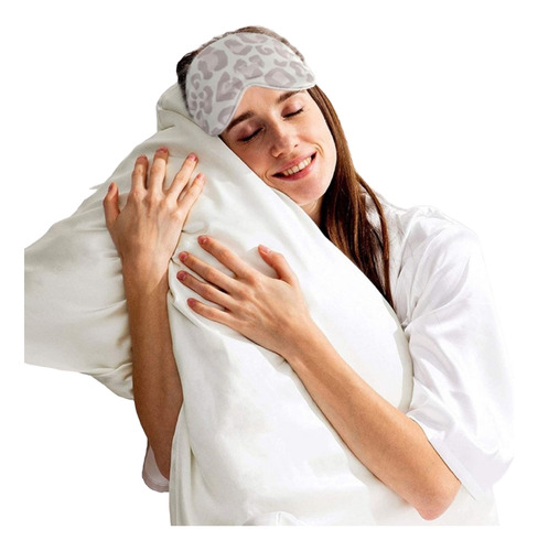 Funda De Almohada De Seda Queen Color Blanco