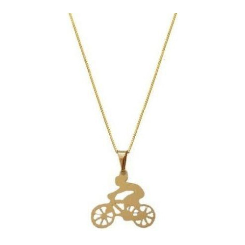 Colar Ciclista, Corrente Bicicleta Banhado A Ouro 18k