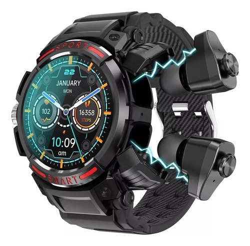 Gh Reloj Inteligente Para Hombre Bluetooth 2 En 1 Con Audífonos