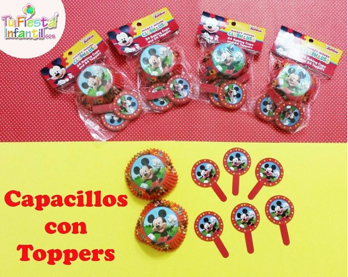 Kit Capacillos Y Toppers Mickey Princesas, Disney 18 C/u.