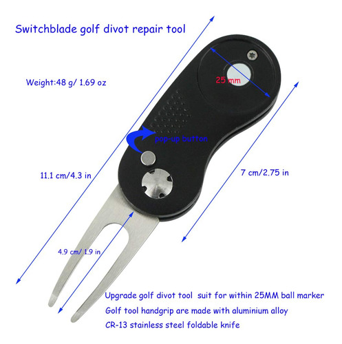 Myartte Herramienta Reparacion Divot Golf Plegable Hoja 2