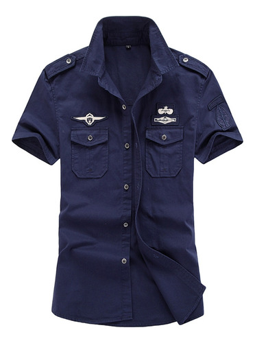 Camisa De Manga Corta, Uniforme Militar De Piloto, Insignia,