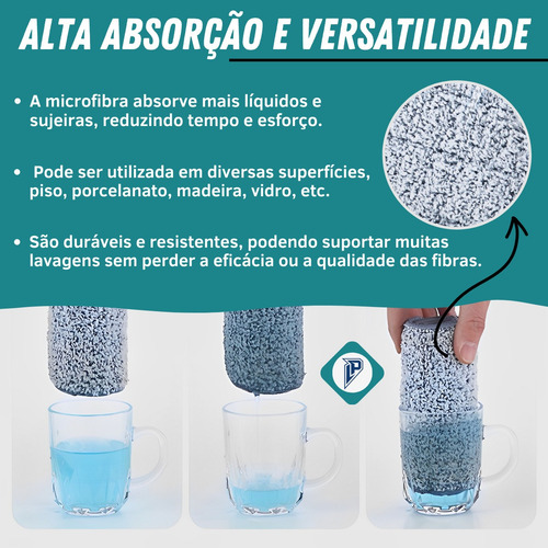 Kit 2 Refil Microfibra Para Mop Spray Rodo Mágico Vassoura