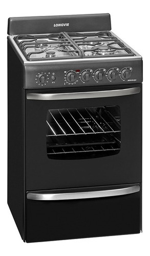 Cocina A Gas Longvie 19501g 56cm Grafito Encendido Una Mano