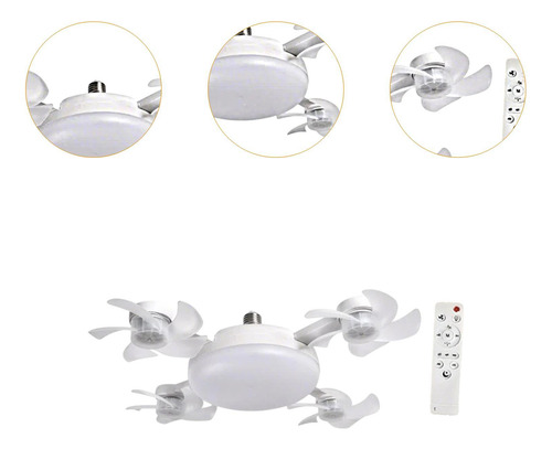 Luz De Ventilador De Techo Led 4 Cabezas De Ventilador 55cm