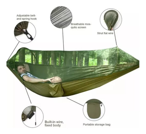 Lj Hamaca De Camping Con Mosquitera Doble Separada 200 Kg