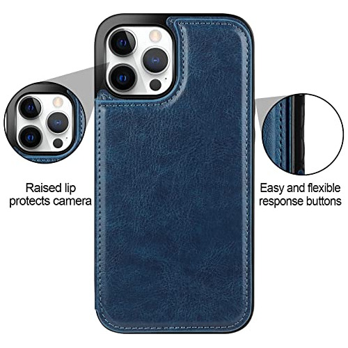 Funda Cartera Para iPhone 12 Pro Max Azul 6.7- Pulgada Suave