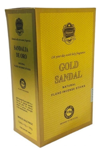 Incenso Anand Massala Gold Sandal - 12 Caixas Com 15 Varetas Fragrância Sândalo