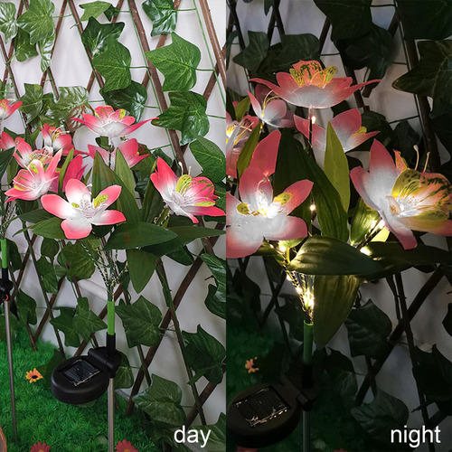 A Luces Solares Con Forma De Flor Artificial Para