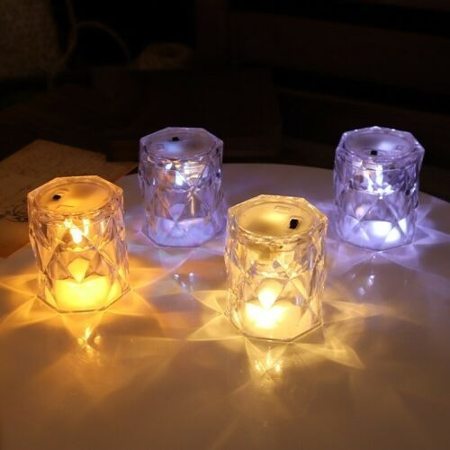 Imagen 4 de 10 de Vela Led Cristal Adorno Luminoso Decoración De Mesa