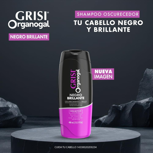 3 Shampoo Grisi Organogal Negro Brillante 400ml