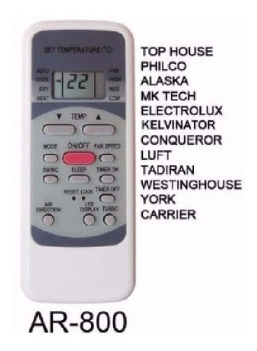 Imagen 2 de 9 de Control Remoto Aire Acondicionado Electrolux Philco Carrier