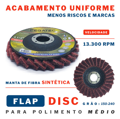 Disco Flap Pegatec 115x22 Vermelho Medio