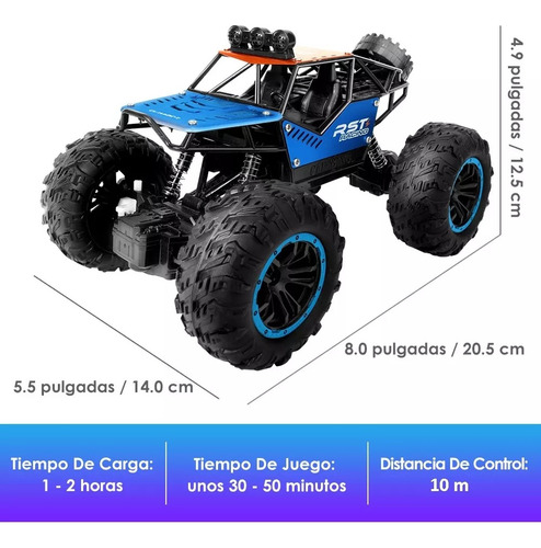 Auto Carro A Control Remoto Recargable 4x4 Con Led 18km/h