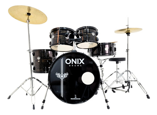 Bateria Nagano 22 Completa Banco E Pratos Onix Exb Exotic Bk