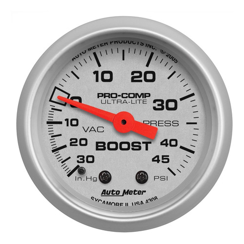 Auto Meter 4308 ultra-lite Mecánico Boost/ Gauge