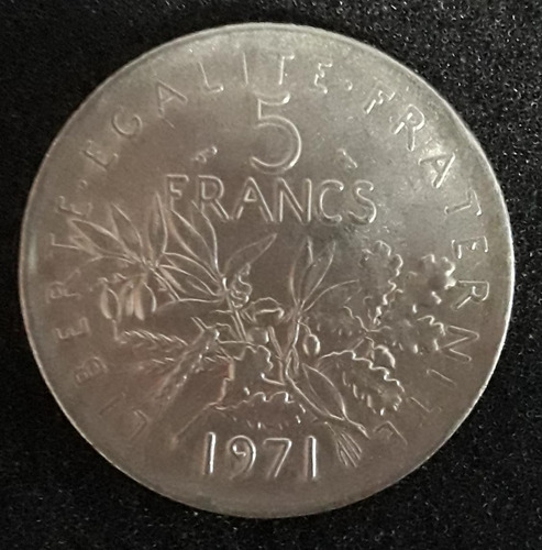 Moeda 5 Francos Ano 1971 França