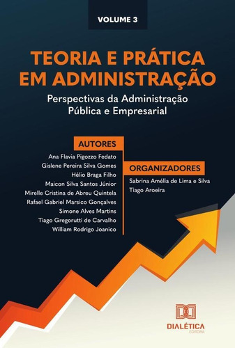 TEORIA E PRÁTICA EM ADMINISTRAÇÃO - PERSPECTIVAS DA ADMINISTRAÇÃO PÚBLICA E EMPRESARIAL, de Sabrina Amélia de Lima e Silva. Editorial Dialética, tapa blanda en portugués, 2022