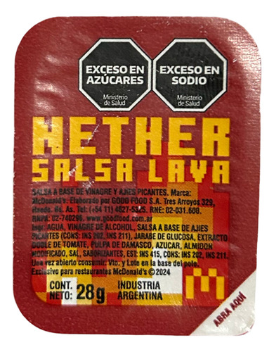 Nether Lava Minecraft - Salsa Picosa De Mcdonald's X4