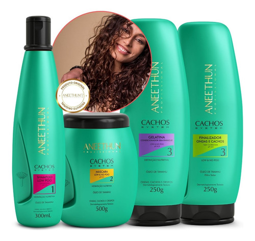 Kit Cachos System Aneehun 4 Produtos Ondas Cachos