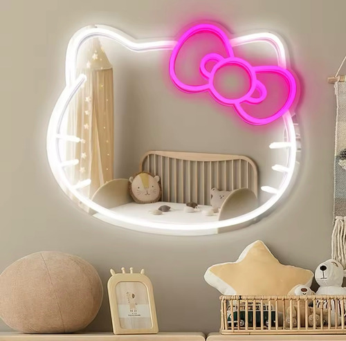 Espejo Con Luz Led De Hello Kitty Rosa