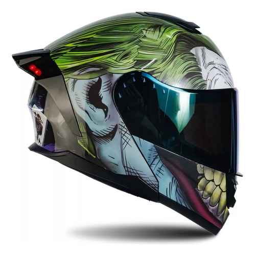 Casco Abatible Kov Original Con Led The Joker Dc Zero Verde