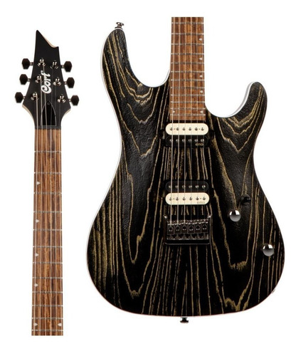 Imagen 3 de 4 de Guitarra eléctrica Cort KX Series KX300 Etched de caoba black gold engraved con diapasón de granadillo brasileño