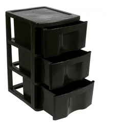 Comprar Gaveteiro Plástico Organizador Preto Com 3 Gavetas Grandes no Mercado Livre