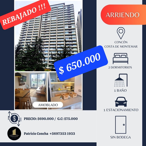 Arriendo Lindo Departamento Amoblado Concón  Costa Montemar 