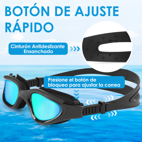 Kit De Natación Goggles Profesional Polarizados Gafas Gorra Color Lente Azul