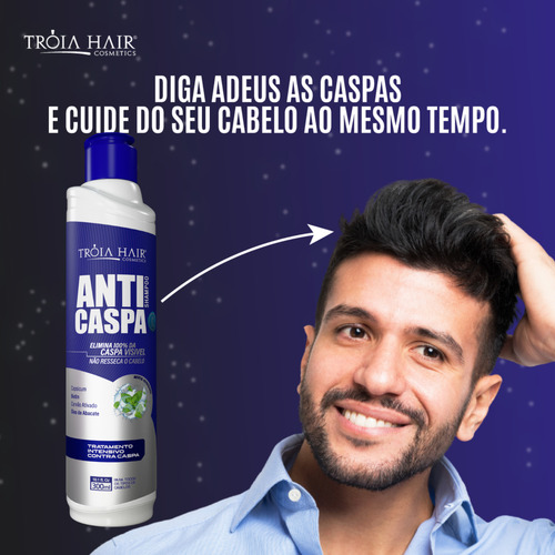 Kit 2 X1 Shampoo Troia Anticaspa Limpeza Diária 2 Em 1 300ml