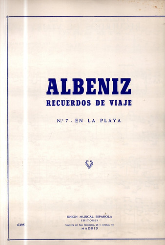 Albeniz Recuerdos De Viaje 7 En La Playa Partitura Piano