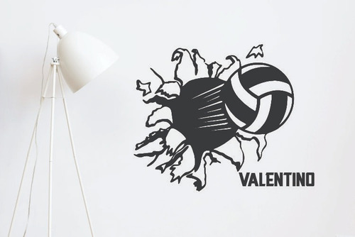 Vinilo Infantil Voleibol Rompe Pared Con Nombre Decorativo