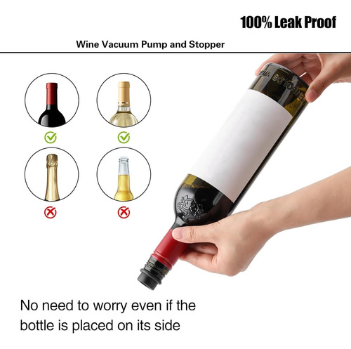 Bomba De Vacío Para Vino + 4 Tapones Extractores De Aire