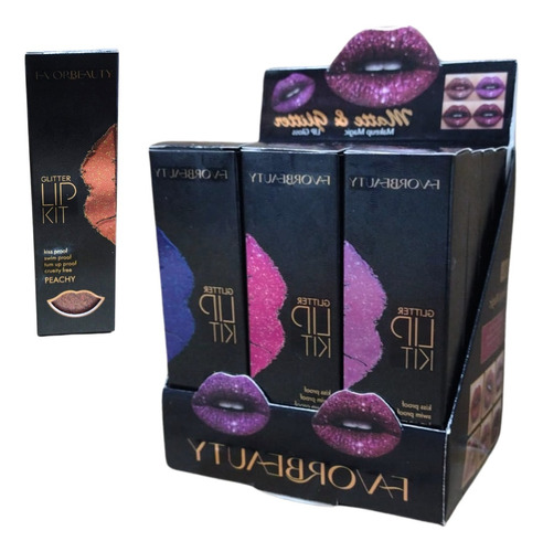 Lip Kit Glitter Paquete Con 12 Pz Colores Diferentes 