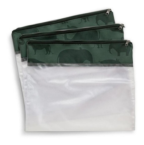 Conjunto 3 Saquinhos Maternidade Bebê Safari Masterbag Baby Cor Cinza Desenho do tecido Conjunto 3 Saquinhos De Maternidade Safari - Masterbag