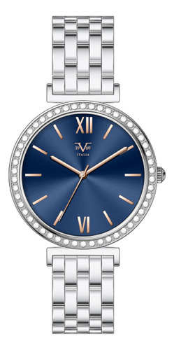 Reloj De Mujer V1969 Italia 1122-2 Plateado Azul