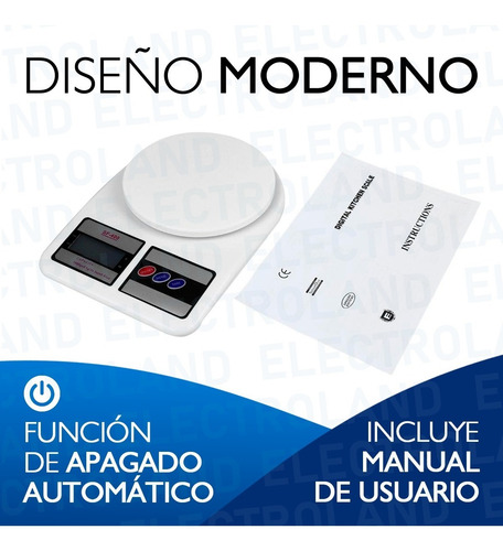 Imagen 7 de 10 de Balanza Alimentos Cocina Digital 1gr A 10kg Alta Precision