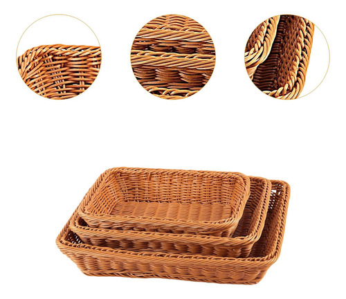 Cesta De Pan De 3 Piezas, Cesta De Frutas Tejida A Mano,