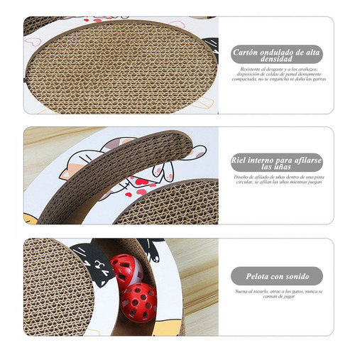 Tablero Rascador Para Gato Juguete Con Bola Premium Calidad