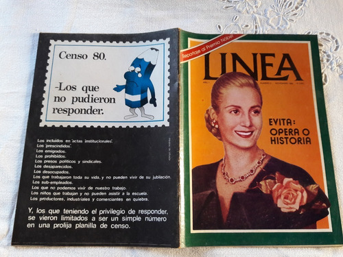 Revista Linea N° 6 Noviembre 1980 Evita Opera O Historia