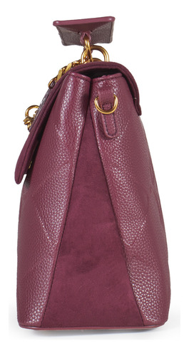 Bolsa Satchel Cloe Para Mujer Cadena Solapa En Suede Color Bordó