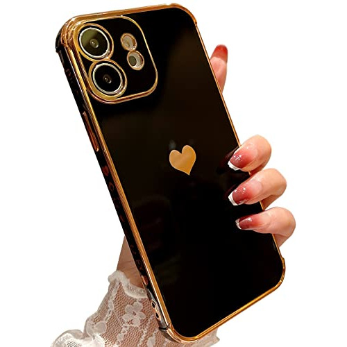 Qokey Para iPhone 11 Case Plating Love Heart Phone H9mpp